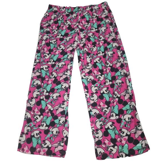 Disney Minnie Mouse Pajama Lounge PJ Pants L (12-14) Women's Hot Pink Green - Picture 1 of 7